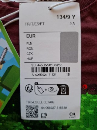 Camiseta Minecraft Talla 8-10 Años