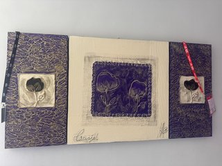 Cuadro Decorativo Flores Morado Dorado
