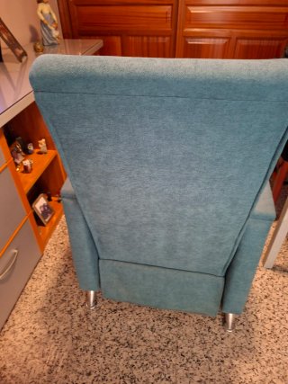 Butaca reclinable tela color verde azulado