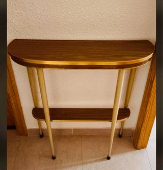Consola recibidor vintage de madera y patas dorada