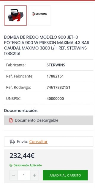 Bomba de agua Sterwins 900W