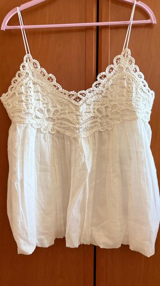 Blusa Zara bordada encaje blanco
