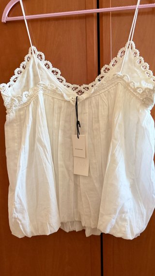 Blusa Zara bordada encaje blanco
