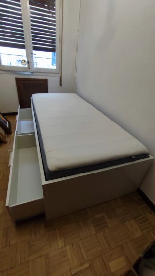 Cama nido blanca con 2 cajones y colchón