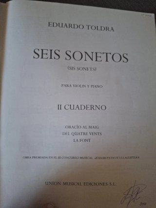 Seis Sonetos Violin y Piano Eduardo Toldra