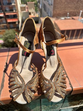Zapatos Baile Latino Reina Talla 36 Dorados
