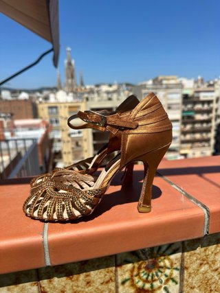 Zapatos Baile Latino Reina Talla 36 Dorados