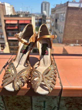 Zapatos Baile Latino Reina Talla 36 Dorados