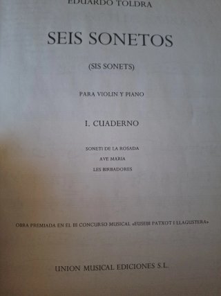 Seis Sonetos para Violín y Piano - Eduardo Toldra