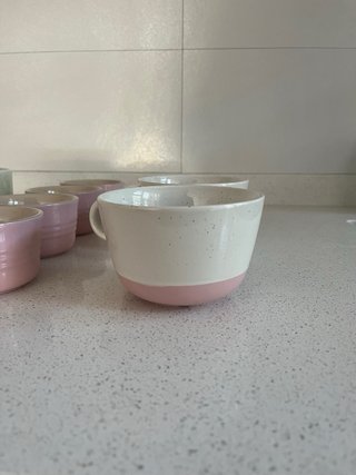 Tazas IKEA cerámica rosa y blanco (2)