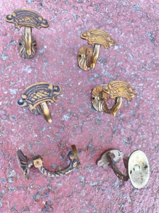 6 Ganchos Perchero Bronce Vintage