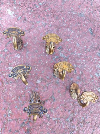6 Ganchos Perchero Bronce Vintage