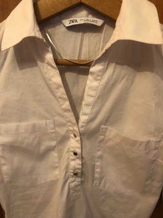 Blusa Zara Blanca Manga 3/4