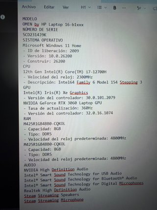 Portátil HP Omen 16 Negro