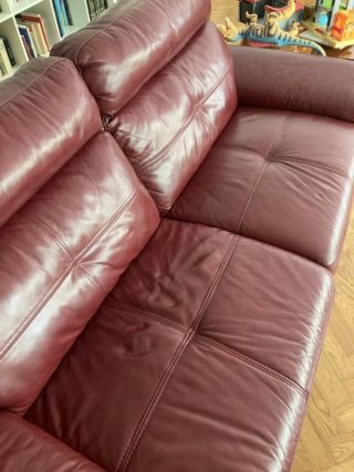 Sofá Chester Chaise Longue Piel burdeos