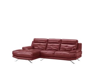 Sofá Chester Chaise Longue Piel burdeos