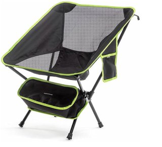Silla Camping Plegable Negra y Verde.