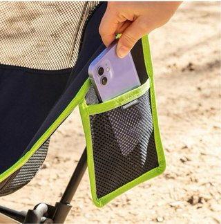 Silla Camping Plegable Negra y Verde.