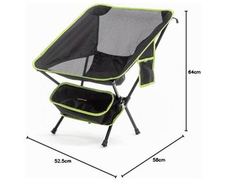 Silla Camping Plegable Negra y Verde.