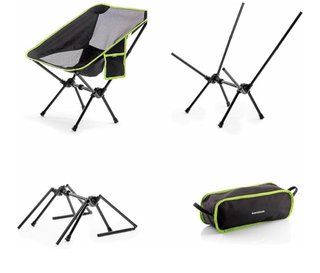 Silla Camping Plegable Negra y Verde.
