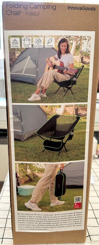 Silla Camping Plegable Negra y Verde.