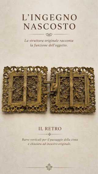 Antica fibbia doppia ottone traforato liberty