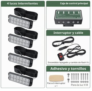12LED Luces Estroboscópicas 4 PCS