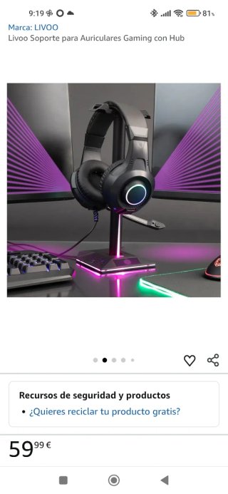 Soporte Auriculares Livoo TEA284 con Hub