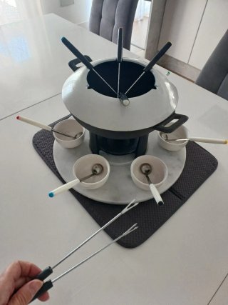 Set Fondue en hierro, mármol y cerámica 6 personas