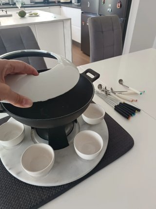 Set Fondue en hierro, mármol y cerámica 6 personas