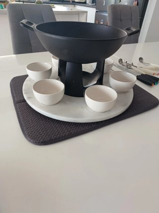 Set Fondue en hierro, mármol y cerámica 6 personas