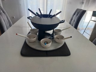 Set Fondue en hierro, mármol y cerámica 6 personas