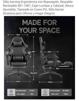 Silla de oficina ergonómica negra