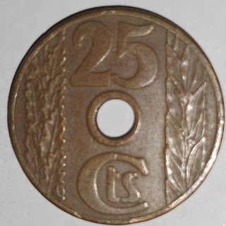 Moneda 25 céntimos 1938 República Española
