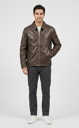 Giacca uomo ecopelle marrone elegante XL