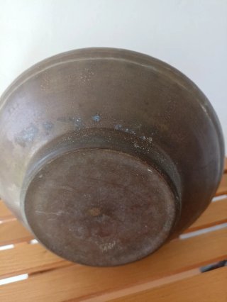 Olla antigua cobre, asa hierro forjado