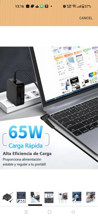 Caricabatterie Lenovo 65W FAST NUOVO, PORTATILE