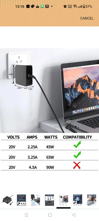 Caricabatterie Lenovo 65W FAST NUOVO, PORTATILE