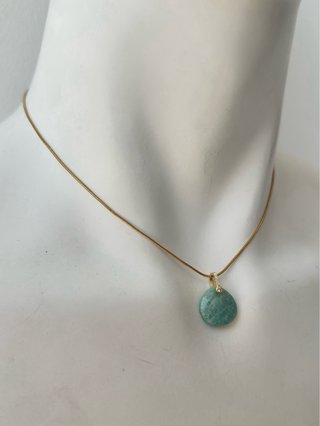 Collana con pendente pietra verde sintetica 45 cm