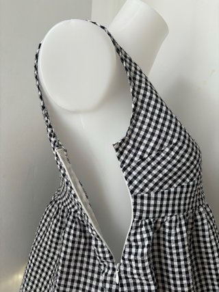 Top Peplum Vichy Cuadros Blanco y Negro