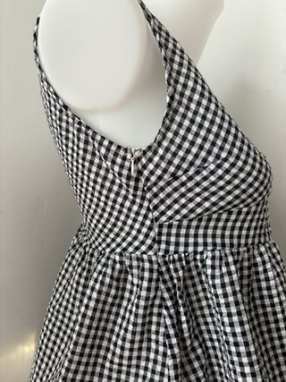 Top Peplum Vichy Cuadros Blanco y Negro