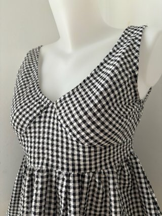 Top Peplum Vichy Cuadros Blanco y Negro