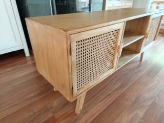 Mueble TV Sklum Madera y Ratán
