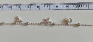 Pulsera Tobillera Plata 925 Motivos Marinos
