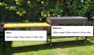 Barbacoa XXL con mesa auxiliar