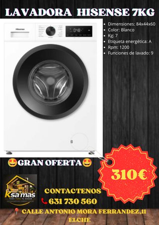 Lavadora Hisense 7kg Blanca