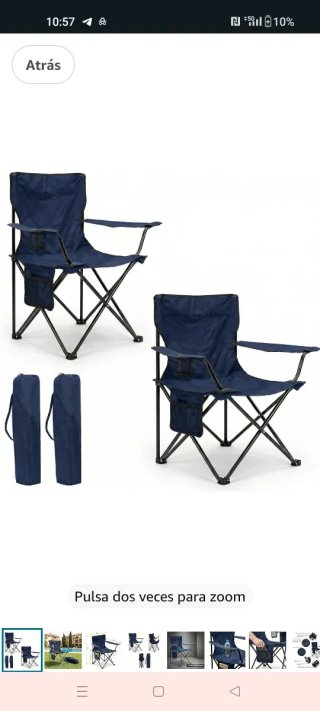 Set 2 Sillas Plegables Camping con Bolsa