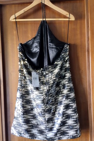 Vestido fiesta lentejuelas de Mango