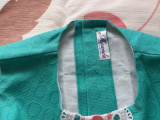 Vestido niña turquesa con lazo rosa