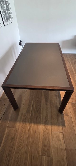 Mesa extensible madera y cristal 6/8 plazas